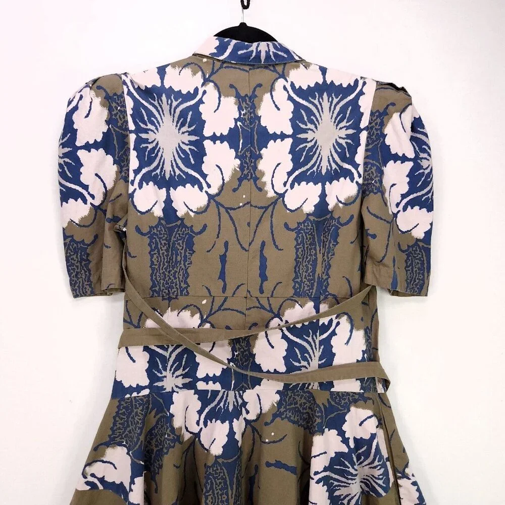 Making The Cut Tie Dress Handkerchief Hem Button Down Short Puff Sleeves Medium - Picture 13 of 15